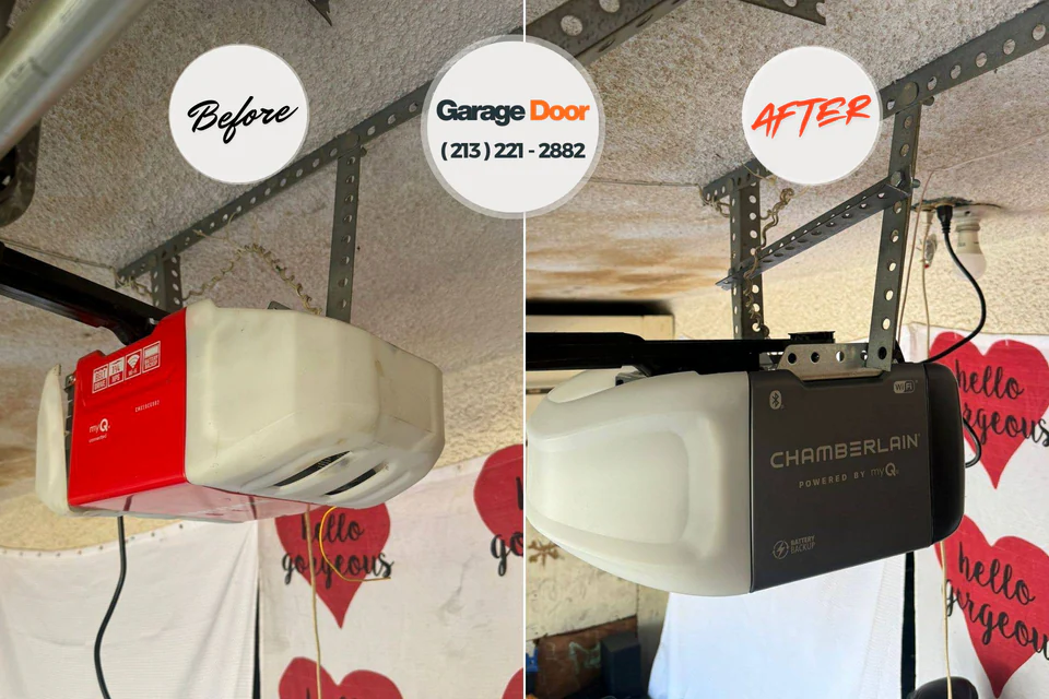 Before and after: garage door repair Cottage Grove, OR